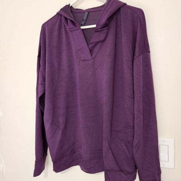 Gaiam Hoodie Sweatshirt For Women Size XXL Purple Vneck Pockets B1 - Picture 15 of 15